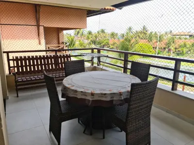 Uma varanda ou terraço em Ap Aquaville resort -CE