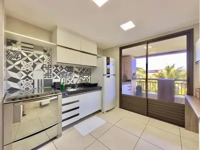A cozinha ou kitchenette de Mandara Lanai Resort - Porto das Dunas