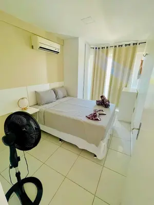 Uma cama ou camas num quarto em Aloha Vibes Ap Cumbuco - Green Club