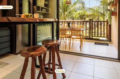 Uma varanda ou terraço em Lindo térreo ao lado da piscina no VG Sun Cumbuco