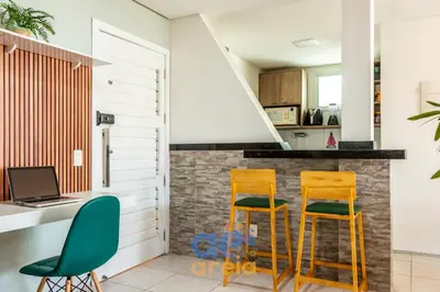 A cozinha ou kitchenette de Apê na Areia 3Qtos para Famílias Grandes! Pertinho do Beach Park, acesso direto para a praia e Lazer Completo
