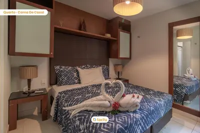 Uma cama ou camas num quarto em Térreo frente mar e espaçoso VG Sun Cumbuco
