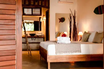 Uma cama ou camas num quarto em A Piscina Itaca
