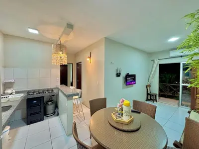 A cozinha ou kitchenette de Residencial Nova Taíba CE com vista para o mar