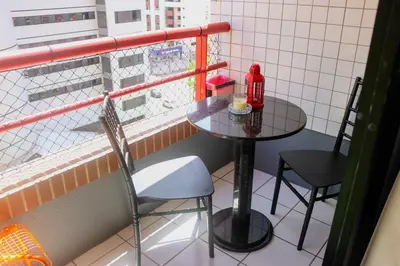 Bebidas em Apartamento com Varanda vista mar