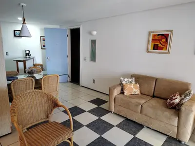Uma área de estar em Flat 1211 Luxo Beira Mar Fortaleza