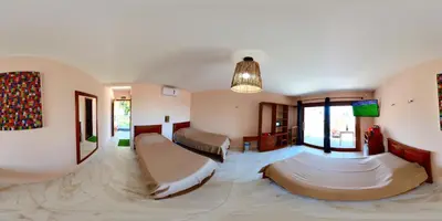 Uma cama ou camas num quarto em De Olho no Mar A única pousada de frente para o mar em Paracuru