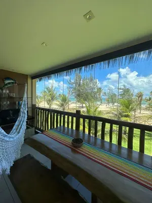 Uma varanda ou terraço em Bangalô frente ao mar Vg Sun Cumbuco